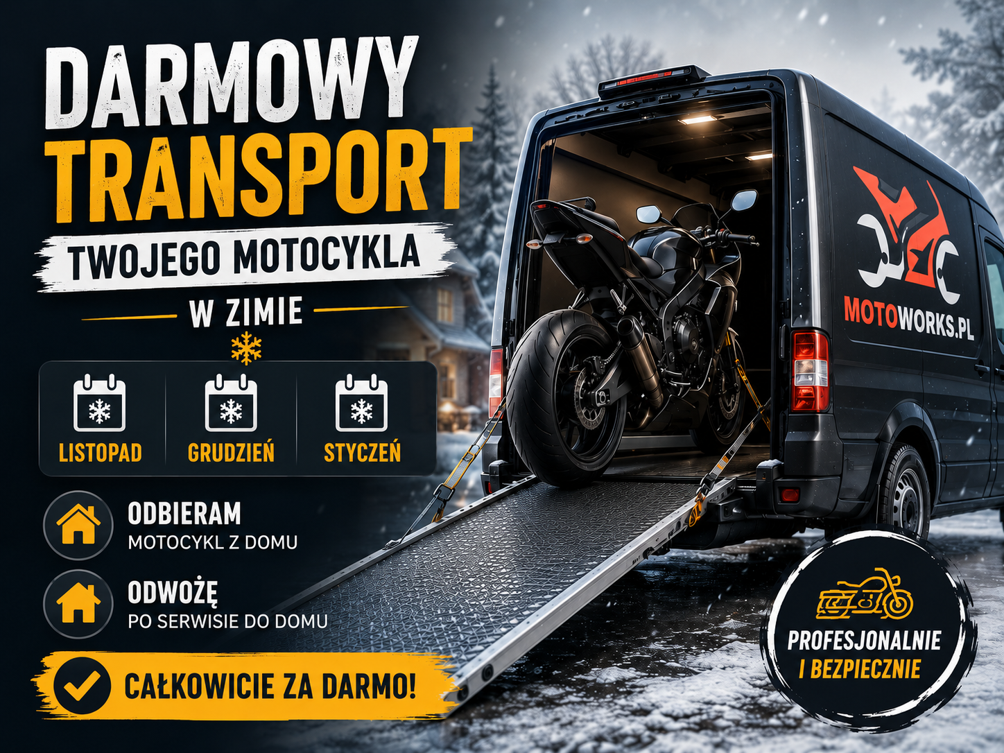 Darmowy transport motocykla zimą